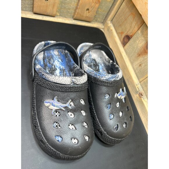 Carters Toddler Shark-Themed Black & Blue Clogs With Strap Size 4 - Picture 2 of 7